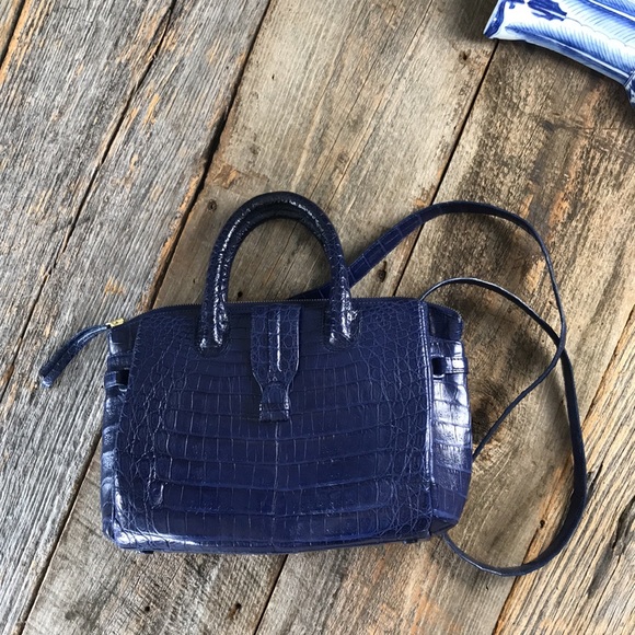 Nancy Gonzalez Christina Small Croc Handbag Blue - Picture 3 of 14